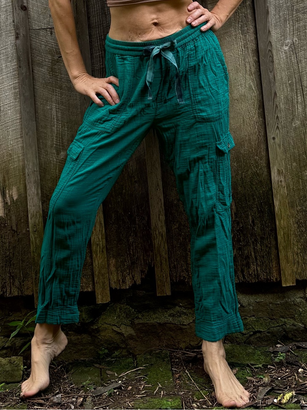 Sundance Teal Green Cargo Drawstring joggers
